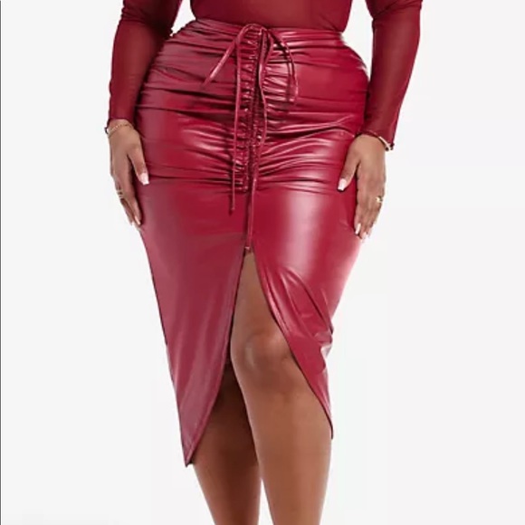 Fashion to Figure Dresses & Skirts - Taupe faux leather skirt